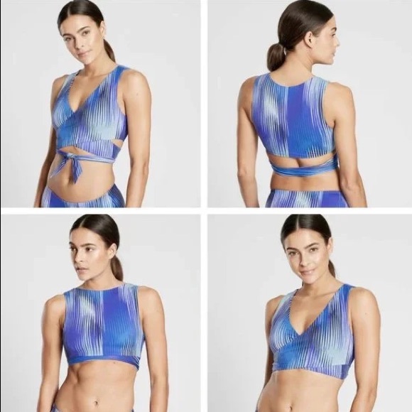 Athleta 2020 IBIZA Convertible Bikini Top ONLY Wrap Blue Women's Size S, NWT - Picture 5 of 13
